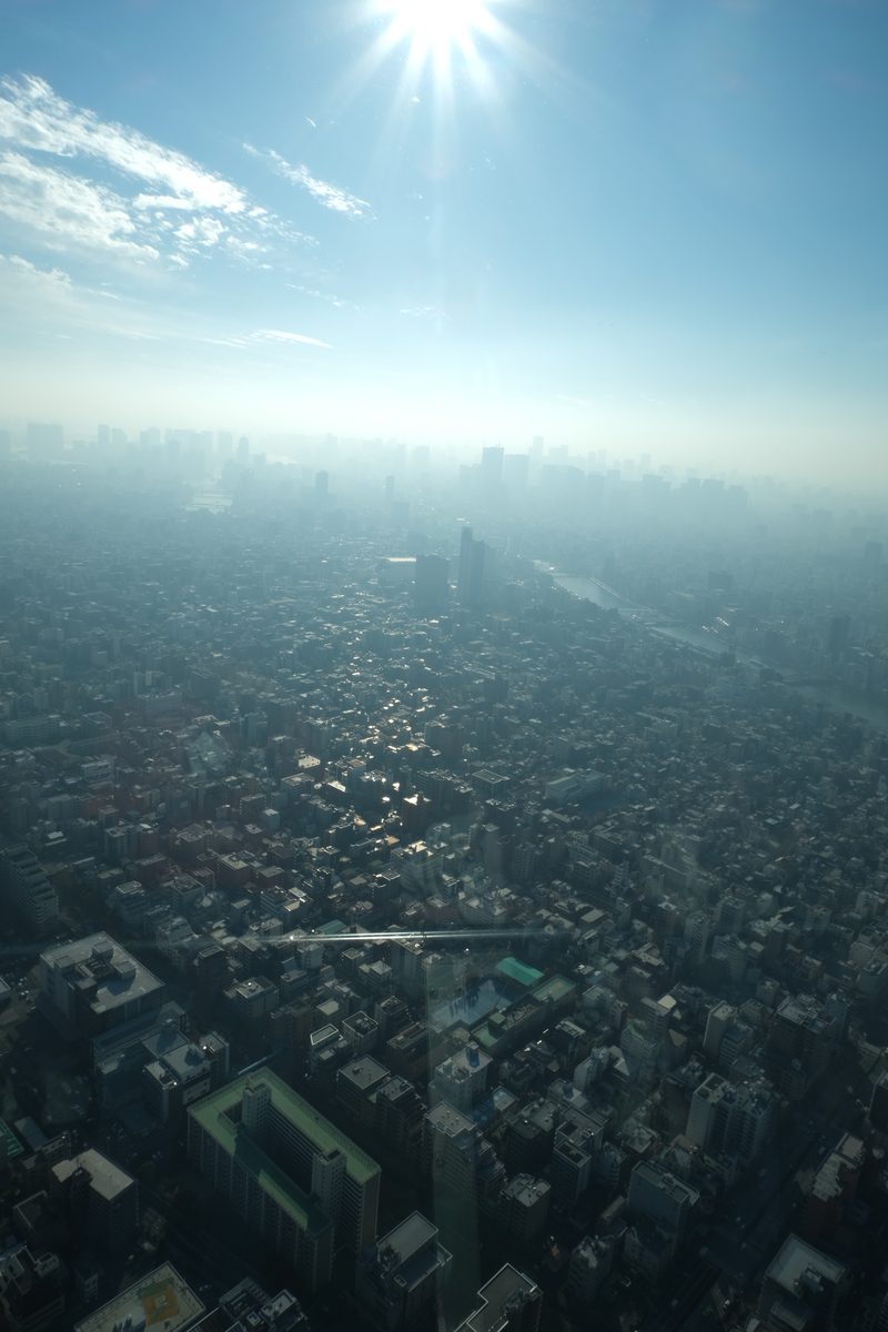 Tokyo dall'alto, controluce